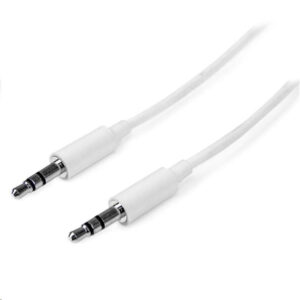 StarTech MU1MMMSWH Slim 3.5mm Stereo Audio Cable - 1m - White - NZ DEPOT