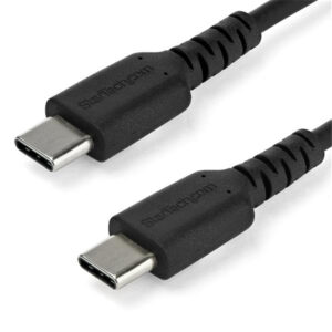 StarTech RUSB2CC1MB 1m USB C Charging Cable Durable Fast Charge Sync USB 2.0 Type C to USB C Laptop Charger Cord TPE Jacket Aramid Fiber MM 60W Black Samsung S10 S20 iPad Pro MS Surface NZDEPOT - NZ DEPOT