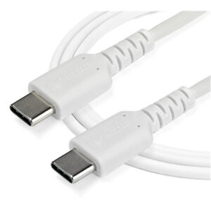 StarTech RUSB2CC2MW 2m USB C Charging Cable Durable Fast Charge Sync USB 2.0 Type C to USB C Laptop Charger Cord TPE Jacket Aramid Fiber MM 60W White Samsung S10 S20 iPad Pro MS Surface NZDEPOT - NZ DEPOT