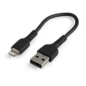 StarTech RUSBLTMM15CMB 6 inch 15cm Durable Black USB A to Lightning Cable Heavy Duty Rugged Aramid Fiber USB Type A to Lightning ChargerSync Power Cord Apple MFi Certified iPadiPhone 12 NZDEPOT - NZ DEPOT