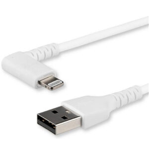 StarTech RUSBLTMM2MWR 6ft 2m Durable USB A to Lightning Cable White 90° Right Angled Heavy Duty Rugged Aramid Fiber USB Type A to Lightning ChargingSync Cord Apple MFi Certified iPhone NZDEPOT - NZ DEPOT