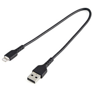StarTech RUSBLTMM30CMB 12inch (30cm) Durable Black USB-A to Lightning Cable - Heavy Duty Rugged Aramid Fiber USB Type A to Lightning Charger/Sync Power Cord - Apple MFi Certified iPad/iPhone 12 - NZ DEPOT