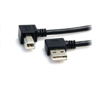 StarTech USB2HAB2RA3 USB A to B Right Angle USB2.0 Cable - 3ft 0.9 m Black Type-A (4 pin) Male to USB-B (4 pin) Male - NZ DEPOT