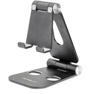 StarTech USPTLSTNDB Phone and Tablet Stand - Foldable Universal Mobile Device Holder for Smartphones & Tablets - Adjustable Multi-Angle Ergonomic Cell Phone Stand for Desk - Portable - Black - NZ DEPOT