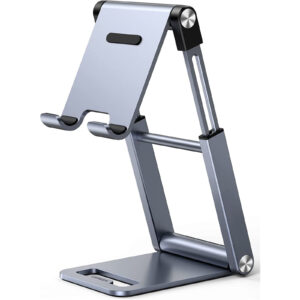 UGREEN LP263 Universal Aluminum Tablet/Phone Stand Holder (Silver) - Height Adjustable 120-162mm - Portable