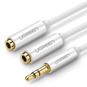 UGREEN UG-10780 3.5mm Aux Stereo Audio Splitter Cable with Braid 20cm (White) - NZ DEPOT