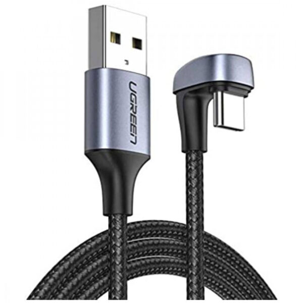 UGREEN UG-70313 USB2.0-A to Angled USB-C Cable Aluminum Case with Braided 1m (Black) - NZ DEPOT