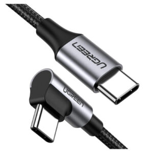 UGREEN UG 70643 USB C 2.0 to Angled USB C MM Cable Aluminium Shell with Braided 1m Black NZDEPOT - NZ DEPOT