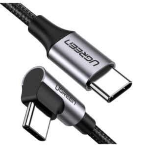 UGREEN UG-70645 USB-C 2.0 to Angled USB-C M/M Cable Aluminium Shell with Braided 2m (Black) - NZ DEPOT