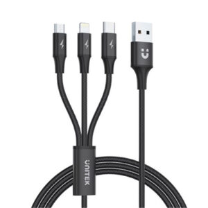 Unitek C14049BK 1.2m USB 3-in-1 Charge Cable. Integrated USB-A to Micro-B