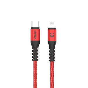Unitek C14060RD 1m MFi USB C to Lightning Connector Cable. Apple Certified Fast Charge and Sync.Red and Black Colour. NZDEPOT - NZ DEPOT
