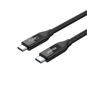 Unitek C14100BK-0.8M 0.8m USB-C to USB-C 4.0 Cable. Supports up to 40Gbps 8K 60Hz & 100W PD. Black Colour. - NZ DEPOT