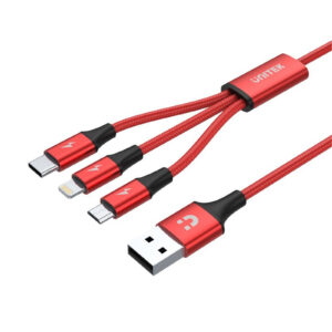Unitek C4049RD 1.2m 3-in-1 USB-A to USB-C / Micro USB / Lightning Multi Charging Cable Charging Cable 2.4A speedy charging Airflow aluminium connector - NZ DEPOT