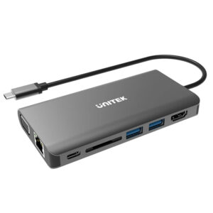Unitek D1019A USB 3.1 8-in-1 Multi Port Hub with Power Delivery. 2-Port USB 3.0