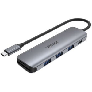 Unitek H1107C 6-in-1 Multi-Port Hub with USB-C Connector. Includes 3 x USB-A Ports