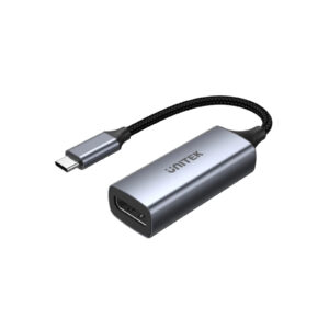 Unitek V1411A Slim USB-C to DisplayPortConverter.ConvertUSB-CtoDisplayPort.AluminiumHousingwithBraided Nylon Cable. Supports Resolution up to 4K 60Hz. Plug & Play. Grey & Black Colour. - NZ DEPOT