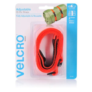 Velcro VEL22140 25mm x 644mm 2 Pack Adjustable & Reusable Hi-Vis Straps Designed to Bundle&SecureBulky Items in Your Home or Garage. Restrains up to 30kg. Orange Colour - NZ DEPOT