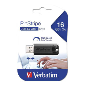 Verbatim 49316 USB3.0 Store N GO 16GB Pinstripe Black P Blist NZDEPOT - NZ DEPOT