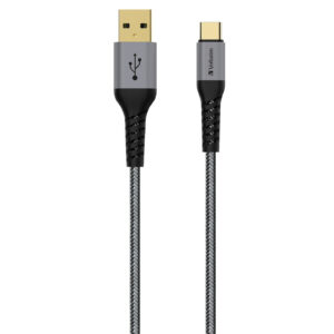 Verbatim Tough Max 65989 Sync Charge USB Type C to Type A Cable 120cm Grey Fortified with DuPont Kevlar 21AWG wire codre Supports QuickCharge 2.0 3.0 NZDEPOT - NZ DEPOT