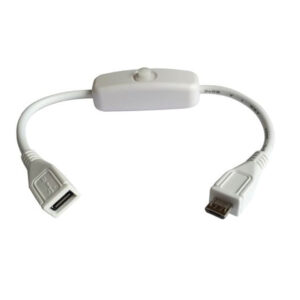 White USB 2.0 Cable with Power Switch Micro USB Type B Male to Micro USB Type B Female 200mm Long Inline Power Switch Cable for Raspberry Pi NZDEPOT - NZ DEPOT