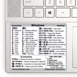 Windows PC/Laptop Reference Keyboard Shortcut Sticker - White