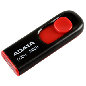 ADATA C008 Retractable USB 2.0 32GB Black/RedFlash Drive - NZ DEPOT