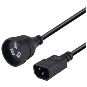 CM1CN050 10A C14 IEC plug to 10A 3 pin socket on 0.5m 1mm2 Black lead - NZ DEPOT