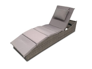 Ds Miller Foldable Rattan Lounger Light Grey Pr9587 Outdoor Furniture Nz Depot - Nz Depot