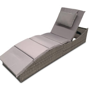 DS Miller Foldable Rattan Lounger Light Grey