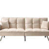 Futon Sofa Bed Beige Velvet