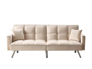 Futon Sofa Bed Beige Velvet Pr9429 Sofas Sectionals Sofa Beds Nz Depot - Nz Depot