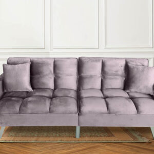 Futon Sofa Bed Grey Velvet