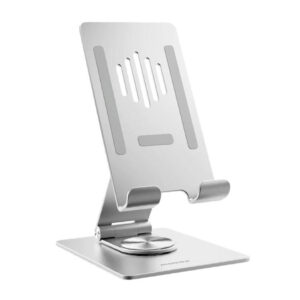 Momax Universal SmartphoneTablet Stand Silver Metallic and Durable Desgin Rotation Friendly Foldable for easy transport NZDEPOT - NZ DEPOT