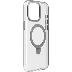 Momax iPhone 15 Pro (6.1") Magnetic Flip Stand Case - Clear/Black - MagSafe compatible