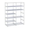 SOGA 12-Shelf Tier Shoe Storage Shelf Space-Saving Caddy Rack Organiser with Side Hooks White, Furniture>Storage & Shelving>Shoe Storage, , , , ,  - NZ DEPOT 1
