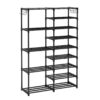 SOGA 16-Shelf Tier Shoe Storage Shelf Space-Saving Caddy Rack Organiser with Side Hooks Black, Furniture, Storage & Shelving, Shoe Storage, , ,  - NZ DEPOT 1