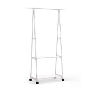 SOGA 2-in-1 Organiser Clothes Shoe Rack Space-Saving Triangular Storage with Wheels White, Furniture, Storage & Shelving, Shoe Storage, , ,  - NZ DEPOT 1