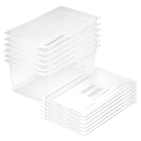 SOGA 200mm Clear Gastronorm GN Pan 1/1 Food Tray Storage Bundle of 6 with Lid, Home & Living, Kitchen & Dining, Bakeware, Baking Trays, ,  - NZ DEPOT 1