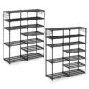SOGA 2X 12-Shelf Tier Shoe Storage Shelf Space-Saving Caddy Rack Organiser with Side Hooks Black, Furniture>Storage & Shelving>Shoe Storage, , , , ,  - NZ DEPOT 1