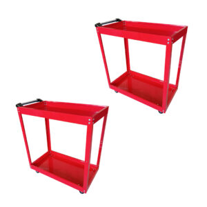 SOGA 2X 2 Tier Tool Storage Cart Portable Service Utility Heavy Duty Mobile Trolley Red, Garden, Tools & Hardware, Garage Storage & Organisation, Tool Organisers, , ,  - NZ DEPOT 1