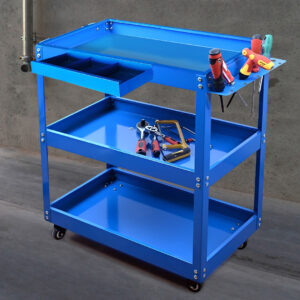 SOGA 2X 3 Tier Tool Storage Cart Portable Service Utility Heavy Duty Mobile Trolley Blue, Garden, Tools & Hardware, Garage Storage & Organisation, Tool Organisers, , ,  - NZ DEPOT 2