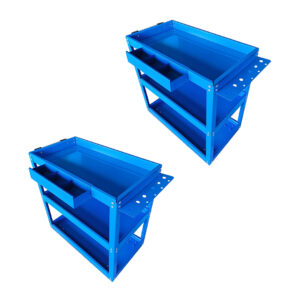 SOGA 2X 3 Tier Tool Storage Cart Portable Service Utility Heavy Duty Mobile Trolley Blue, Garden, Tools & Hardware, Garage Storage & Organisation, Tool Organisers, , ,  - NZ DEPOT 1