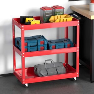 SOGA 2X 3 Tier Tool Storage Cart Portable Service Utility Heavy Duty Mobile Trolley Red, Garden, Tools & Hardware, Garage Storage & Organisation, Tool Organisers, , ,  - NZ DEPOT 2