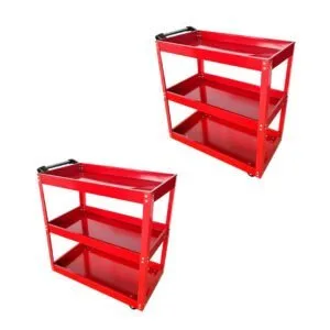 Buy SOGA 2X 3 Tier Tool Storage Cart Portable Service Utility Heavy Duty Mobile Trolley Red Online - Garden, Tools & Hardware/Garage Storage & Organisation/Tool Organisers - 1 - NZ Depot Free Shipping