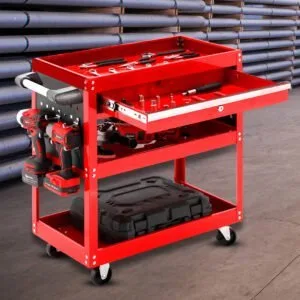 Buy SOGA 2X 3 Tier Tool Storage Cart Portable Service Utility Heavy Duty Mobile Trolley with Drawer and Hooks Red Online - Garden, Tools & Hardware/Garage Storage & Organisation/Tool Organisers - 2 - NZ Depot Free Shipping