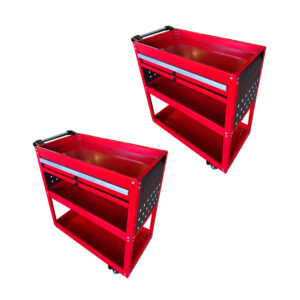 SOGA 2X 3 Tier Tool Storage Cart Portable Service Utility Heavy Duty Mobile Trolley with Drawer and Hooks Red, Garden, Tools & Hardware, Garage Storage & Organisation, Tool Organisers, , ,  - NZ DEPOT 1