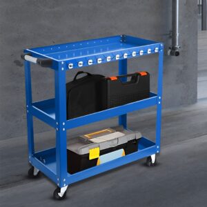 SOGA 2X 3 Tier Tool Storage Cart Portable Service Utility Heavy Duty Mobile Trolley with Hooks Blue, Garden, Tools & Hardware, Garage Storage & Organisation, Tool Organisers, , ,  - NZ DEPOT 2