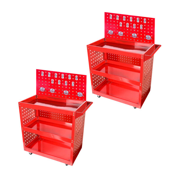 Soga 2X 3 Tier Tool Storage Cart Portable Service Utility Heavy Duty Mobile Trolley With Porous Side Panels, Garden, Tools &Amp; Hardware, Garage Storage &Amp; Organisation, Tool Organisers, , ,  - Nz Depot 1