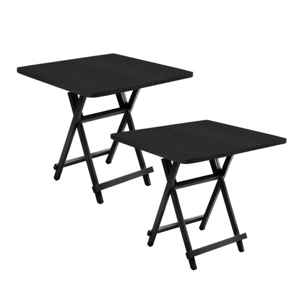 SOGA 2X Black Dining Table Portable Square Surface Space Saving Folding Desk Home Decor, Furniture>Living Room Furniture>Tables, , , , ,  - NZ DEPOT 1