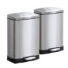 SOGA 2X Foot Pedal Stainless Steel Rubbish Recycling Garbage Waste Trash Bin Rectangular Shape 12L Silver, Home & Living>Kitchen & Dining>Kitchen Storage>Kitchen Bins, , , , ,  - NZ DEPOT 1
